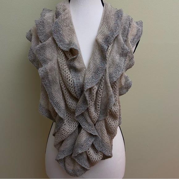 Modena Ruffled Knit Shawl Infinity Scarf - Picture 2 of 5
